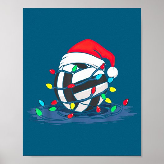 Funny Volleyball Christmas Graphics Lights Lover P ポスター (正面)