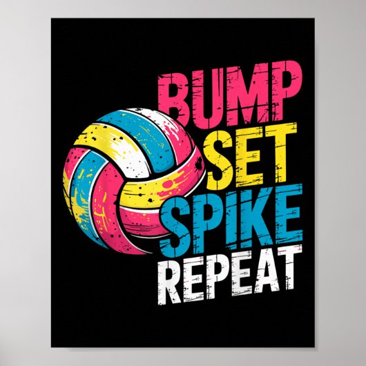 Funny Volleyball Joke Bump Set Spike Repeat Player ポスター (正面)