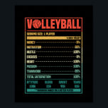 Funny Volleyball Nutrition Facts Vball Team Fan ポスター<br><div class="desc">If you like to play volleyball on the beach under palm trees in the sun by the sea in the summer with friends and family grab these gifts.</div>