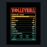 Funny Volleyball Nutrition Facts Vball Team Fan ポスター<br><div class="desc">If you like to play volleyball on the beach under palm trees in the sun by the sea in the summer with friends and family grab these gifts.</div>