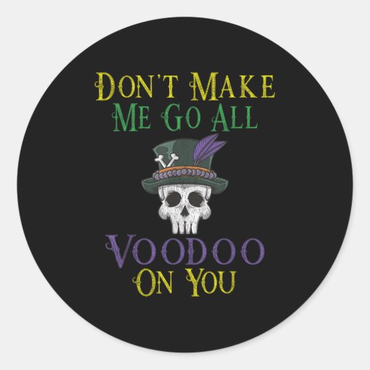 Funny Voodoo Quote - Witch Doctor Skull Mardi Gras ラウンドシール (正面)