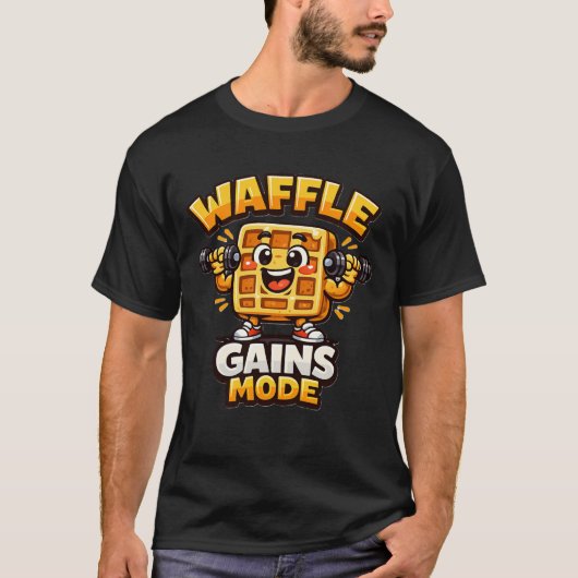 Funny Waffle Gains Mode Shirt Cute Gym Waffle Tee Tシャツ (正面)