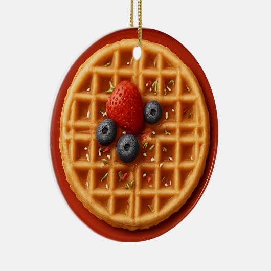 Funny Waffle Ornament – Personalized Gift Idea セラミックオーナメント (右)