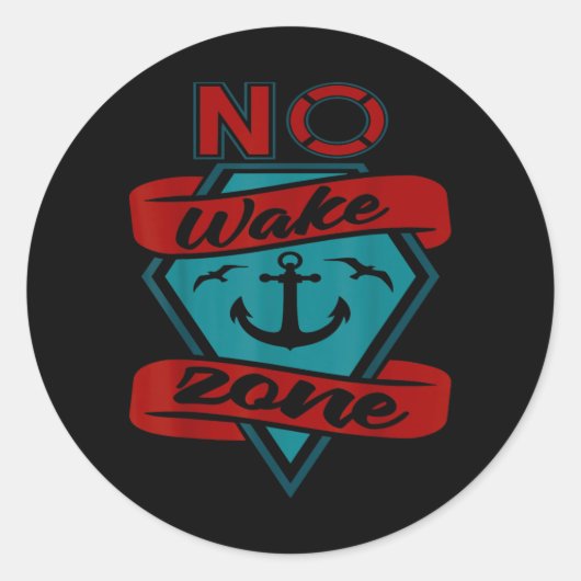 Funny Wake Zone Novelty Nautical Boating New Gift ラウンドシール (正面)