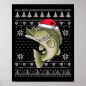 Funny Walleye Fish Ugly Christmas Sweater Santa Xm ポスター (正面)
