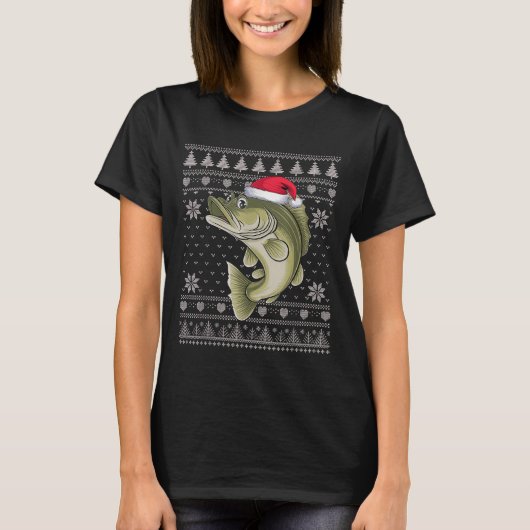 Funny Walleye Fish Ugly Christmas Sweater Santa Xm Tシャツ (正面)