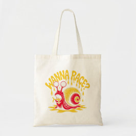 Funny "Wanna Race?" Retro Snail Humor Tote Bag トートバッグ