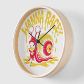 Funny "Wanna Race?" Snail Ironic Humor Wall Clock 壁時計 (傾斜)