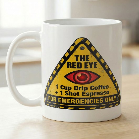 Funny Warning Caffeine Emergency Red Eye Recipe コーヒーマグカップ