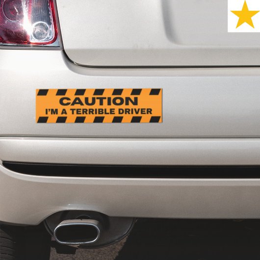 Funny Warning Caution Bad Driver Driving Humor  バンパーステッカー