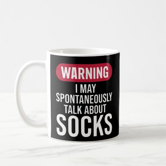 Funny Warning I May Spontaneously Talk About Socks コーヒーマグカップ (左)