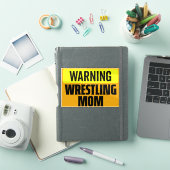 Funny Warning Wrestling Mom Sports Sign Graphic シール (iPadカバー)