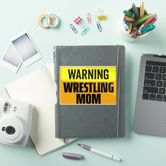 Funny Warning Wrestling Mom Sports Sign Graphic シール (iPadカバー)