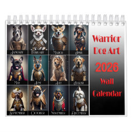 Funny Warrior Dog Lovers 2026 Wall Calendar カレンダー