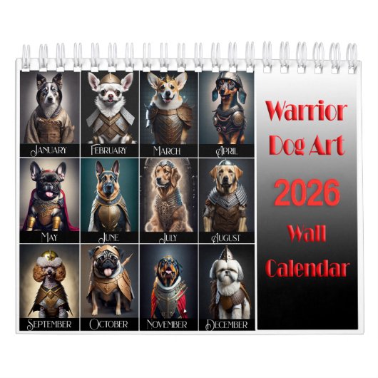 Funny Warrior Dog Lovers 2026 Wall Calendar カレンダー (カバー)