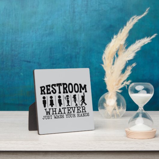 Funny Wash Your Hands Gender Neutral Restroom フォトプラーク (インサイチュ)