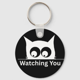 Funny Watching You Cat Cute Minimal キーホルダー