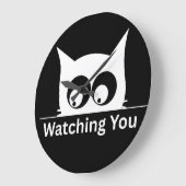 Funny Watching You Cat Cute Minimal ラージ壁時計 (傾斜)