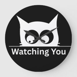Funny Watching You Cat Cute Minimal ラージ壁時計