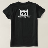 Funny Watching You Cat Cute Minimal Tシャツ (デザイン裏面)