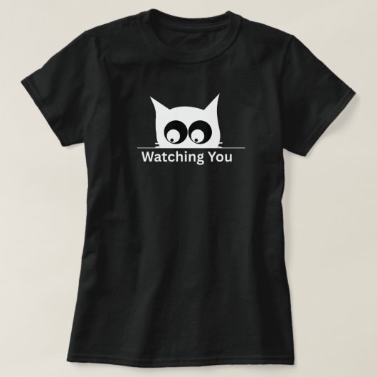 Funny Watching You Cat Cute Minimal Tシャツ (デザイン正面)