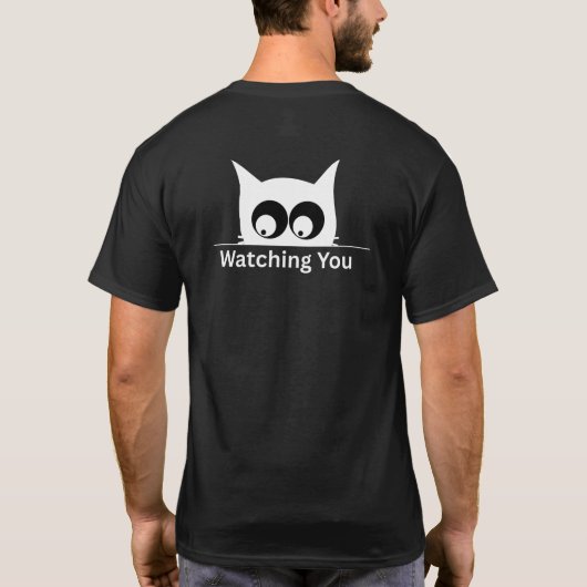 Funny Watching You Cat Cute Minimal Tシャツ (裏面)