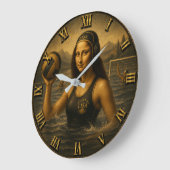 Funny Water Polo Mona Lisa Water Polo Player gift ラージ壁時計 (傾斜)