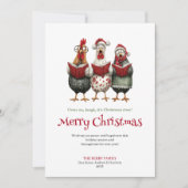 Funny watercolor chickens Christmas greeting card シーズンカード (正面)