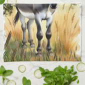 Funny Watercolor Donkey Burro Kitchen Towel キッチンタオル (折り畳み)