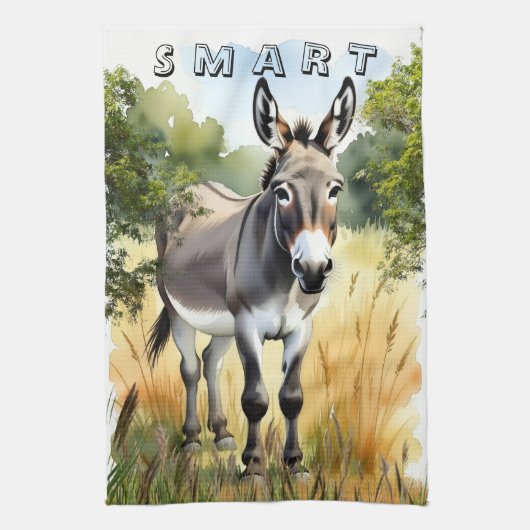 Funny Watercolor Donkey Burro Kitchen Towel キッチンタオル (縦)
