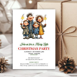 Funny Watercolor Family Festive Christmas Invite 招待状