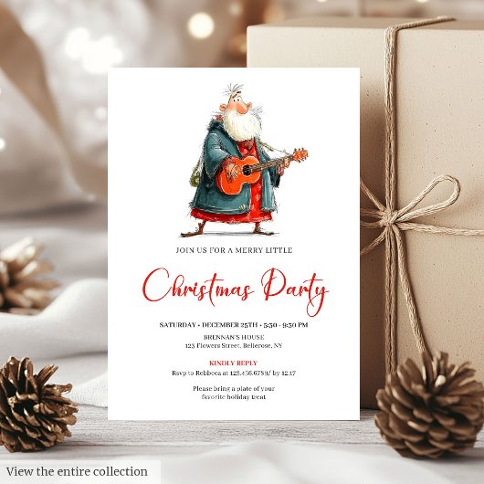 Funny Watercolor Santa Kids Christmas Invitation 招待状