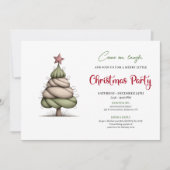Funny watercolor tree red green Christmas invite 招待状 (正面)