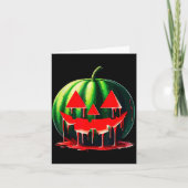 Funny Watermelon Jack O Lantern Soky Dripng Fruit  カード (正面)