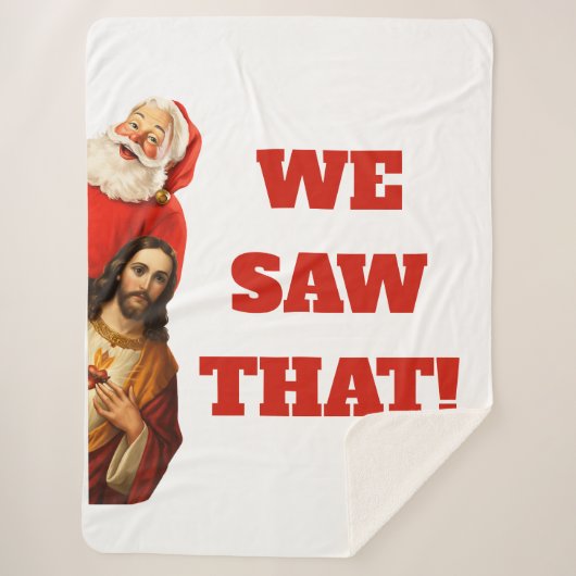 Funny “We Saw That” Santa and Jesus Design シェルパブランケット (正面)