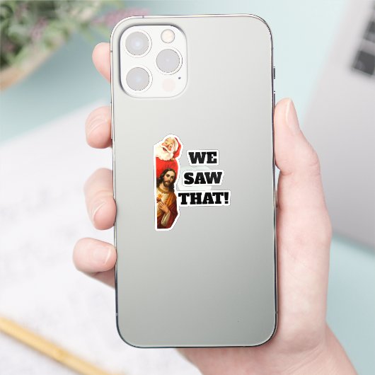 Funny “We Saw That” Santa and Jesus Design シール (スマートフォン)