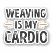 Funny Weaving is my Cardio - knitting Gift シール (正面)