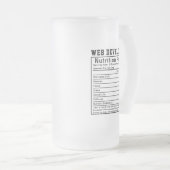 Funny Web Developer Nutrition Facts Coding Life フロストグラスビールジョッキ (正面右)