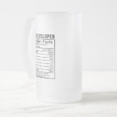 Funny Web Developer Nutrition Facts Coding Life フロストグラスビールジョッキ (正面左)