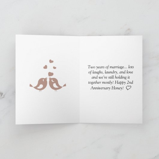 Funny Wedding Anniversary Cards for Him – Year 2 カード (内部)