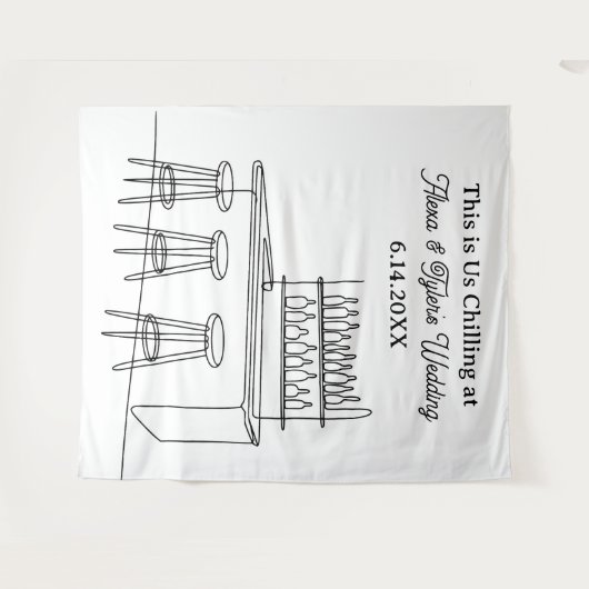 Funny Wedding Backdrop Photo Prop タペストリー (正面(横))