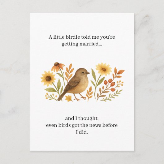 Funny Wedding Birdie Quote | Sarcastic Marriage  シーズンポストカード (正面)