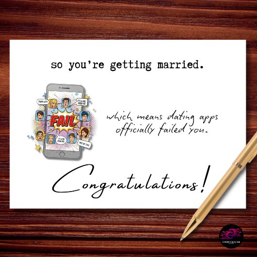 Funny Wedding Congratulations Dating Apps Failed カード