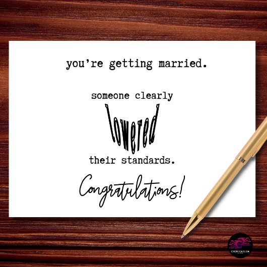 Funny Wedding Congratulations Lowered Standards カード