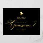 Funny Wedding Groomsman Minimalist Proposal Card 箔招待状 (正面)
