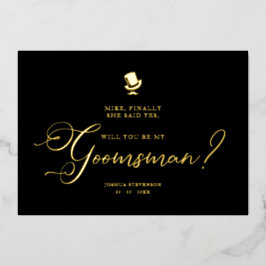 Funny Wedding Groomsman Minimalist Proposal Card 箔招待状