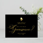Funny Wedding Groomsman Minimalist Proposal Card 箔招待状 (立ち正面)