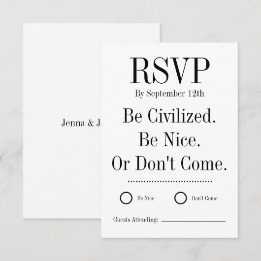 Funny Wedding RSVP Card (正面/裏面)