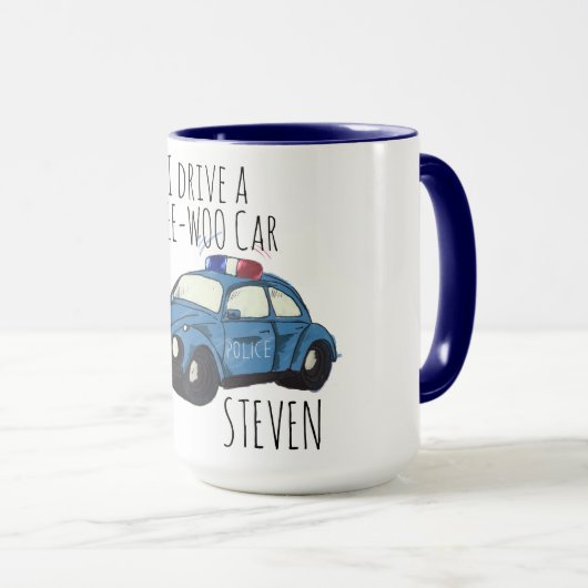 Funny Wee-Woo Car Cartoon Mug  マグカップ (正面右)