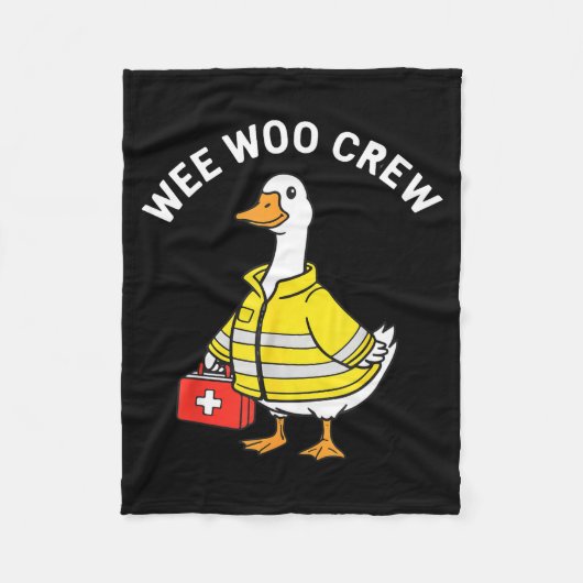 Funny Wee Woo Crew Goose Emt Paramedic Firefighter フリースブランケット (正面)